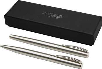 Didimis zestaw obejmujący długopis kulkowy ze stali nierdzewnej z recyklingu i pióro kulkowe