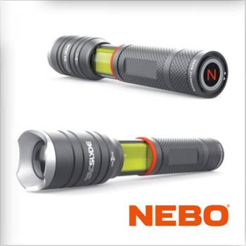 NEBO Latarka Tac Slyde, szara, 300 lumenów - dużo miejsca na Twoje Logo