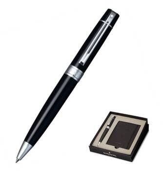 G0000-2 Zestaw prezentowy Sheaffera, czarny długopis 9312 BP, skórzane czarne etui na karty kredytowe