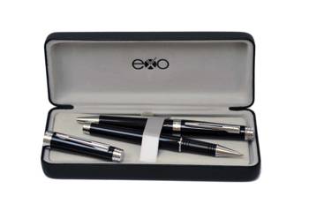 Zestaw (pióro kulkowe i długopis) EXO Sagitta, czarny, wykończenia chromowane