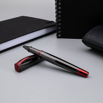 Pióro kulkowe Monteverde Impressa, czarne, wykończenia w kolorze czerwonym