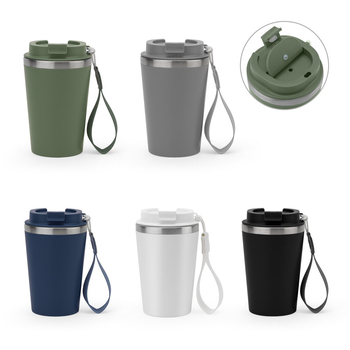 SPITZ. Kubek podróżny ze stali nierdzewnej (90% z recyklingu) z podwójnymi ściankami i matowym wykończeniem 460 ml