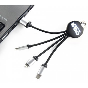 Kabel 3w1 z podświetlanym logo