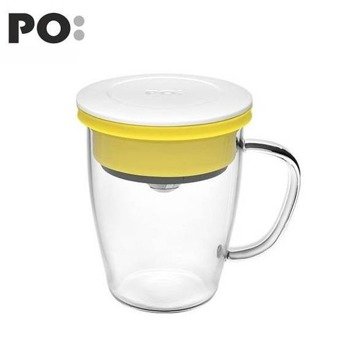 Szklanka z zaparzaczem PO: Duo, biało-żółty
