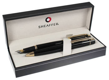 9325 Zestaw (pióro wieczne i długopis) Sheaffer kolekcja 300, czarne, wykończenia w kolorze złotym