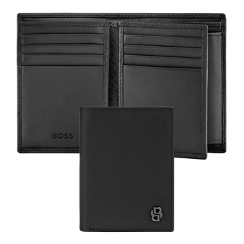 Card holder with flap and money pocket Double B Saffiano Black