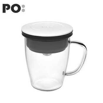 Szklanka z zaparzaczem PO: Duo, biało-czarny