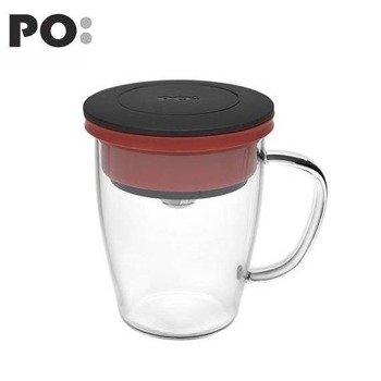 Szklanka z zaparzaczem PO: Duo, czarno-czerwony