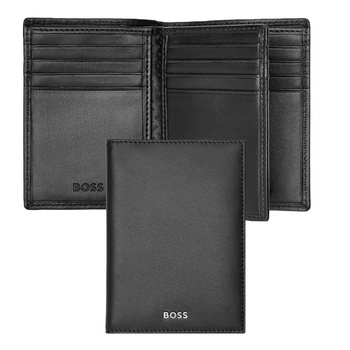 Card holder with flap Classic Smooth Black