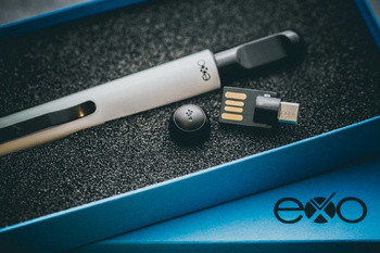 Długopis exo PenCraft z pamięcią 16GB i OTG, biały, czarne wykończenia