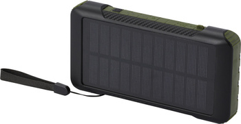 Soldy powerbank solarny o pojemności 10 000 mAh z dynamem wykonany z tworzyw sztucznych pochodzących z recyklingu z certyfika