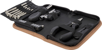 Spike 24-częściowy zestaw narzędzi z tworzyw sztucznych pochodzących z recyklingu z certyfikatem RCS z korkowym etui