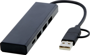 Rise hub USB 2.0 z aluminium pochodzącego z recyklingu z certyfikatem RCS