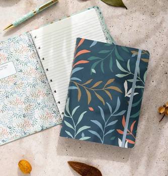 Notebook fILOFAX Botanical A5, blok w linie, ciemnoniebieski