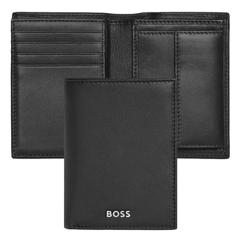 Card holder with flap and money pocket Classic Smooth Black