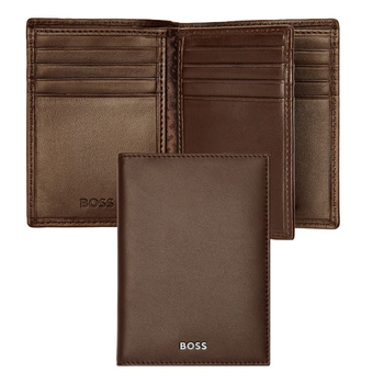 Card holder with flap Classic Smooth Brown
