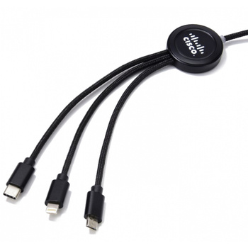 Długi kabel 3w1 z podświetlanym logo