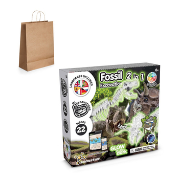 2 in 1 Fossil Excavation Kit III. Gra edukacyjna dostarczana z papierową torebką prezentową (115 g/m²)