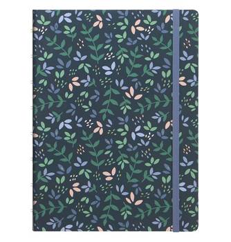Notebook fILOFAX Garden A5 blok w linie, ciemnoniebieski w kwiaty, motyw Dusk