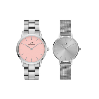 Watch Iconic Link Silver&Pastel-pink D36 + Petite Unitone Silver D28