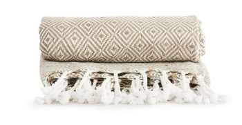 Koc w romby, beżowy