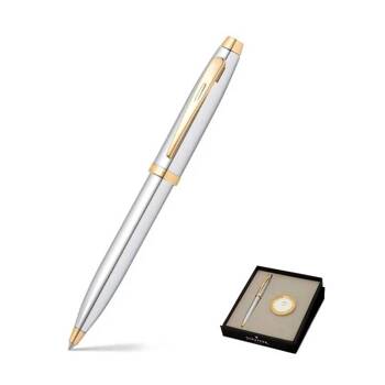 G0000-1 Zestaw prezentowy Sheaffera, chromowy długopis 9340 BP, zegarek biurkowy