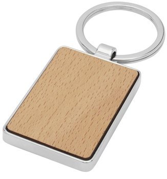 Prostokątny brelok do kluczy Mauro z drewna bukowego