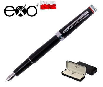 Pióro wieczne EXO Flaga Polska, czarny, wykończenia chromowane