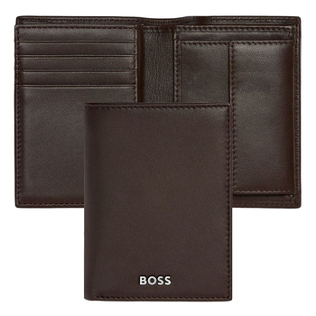 Card holder with flap and money pocket Classic Smooth Brown