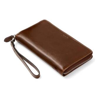 Organizer fILOFAX Malden Zip Personal, skóra naturalna w kolorze brązowym