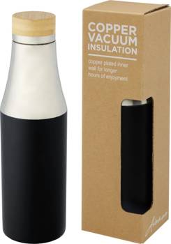 Hulan miedziana, próżniowo izolowana butelka o pojemności 540 ml z bambusową pokrywką