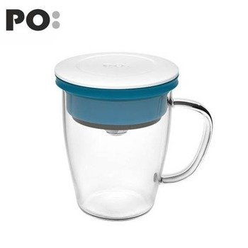 Szklanka z zaparzaczem PO: Duo, biało-niebieski